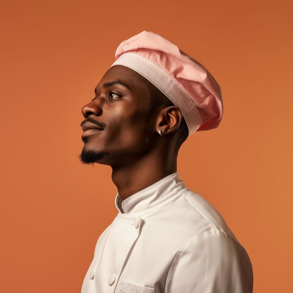 Black man chef side portrait profile adult photo photography.