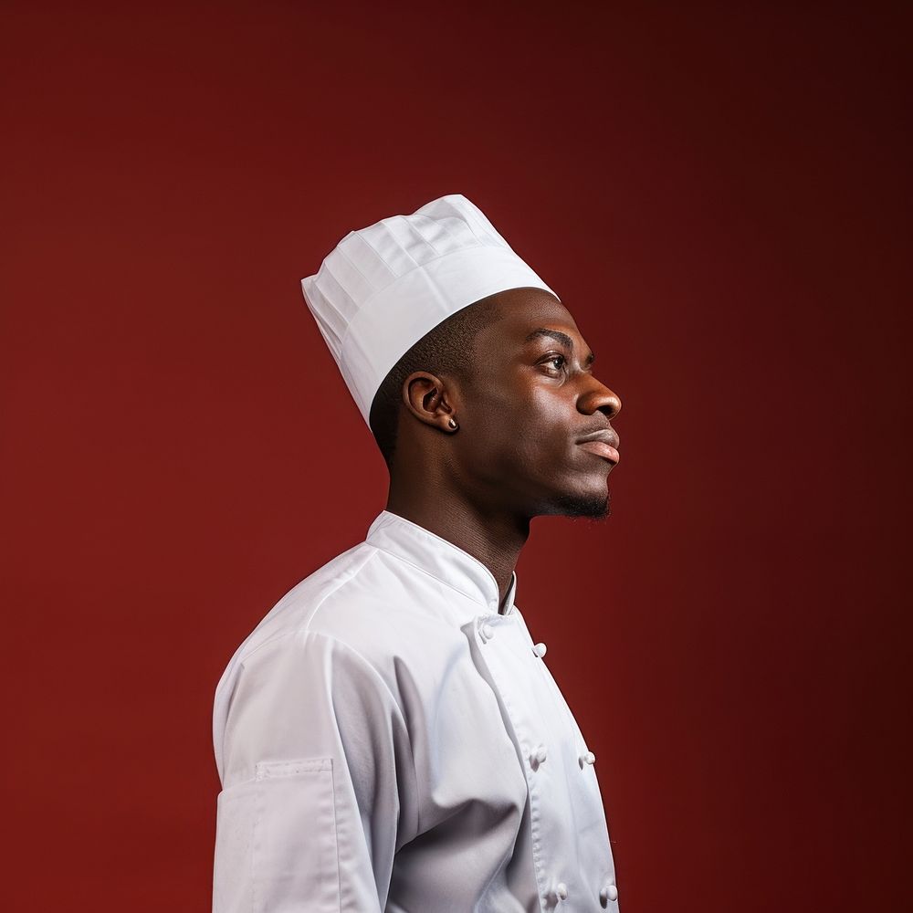 Black man chef side portrait profile adult photo photography.