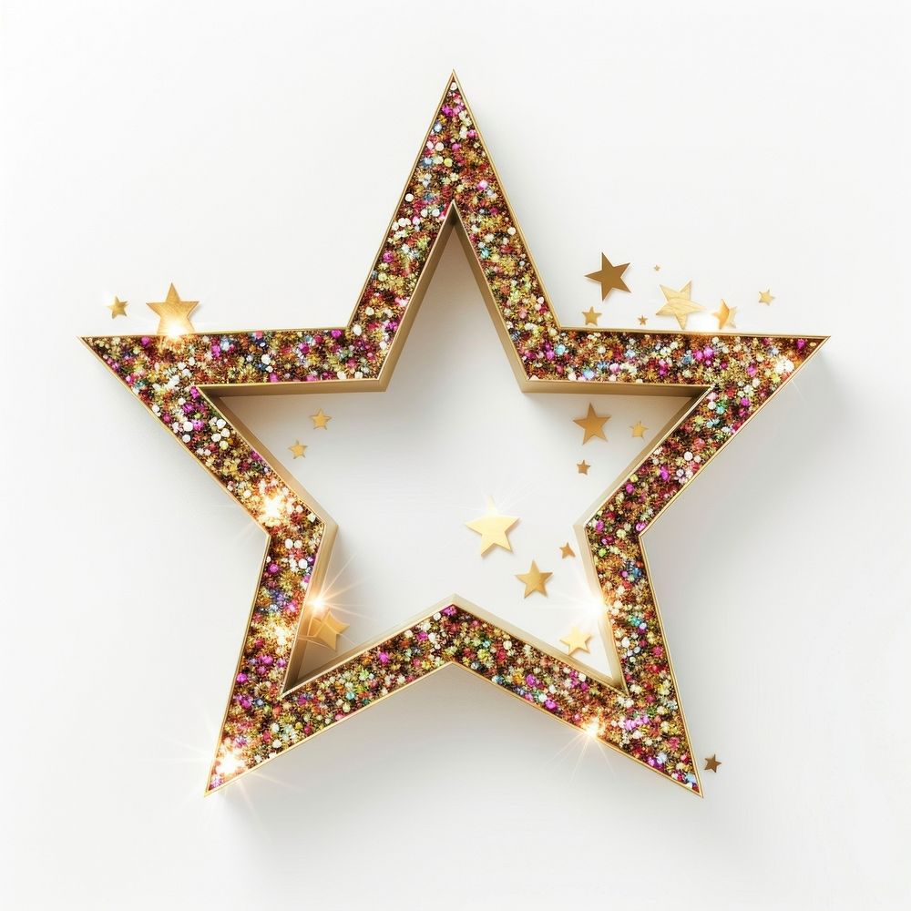 Frame glitter star shape symbol cross star symbol.