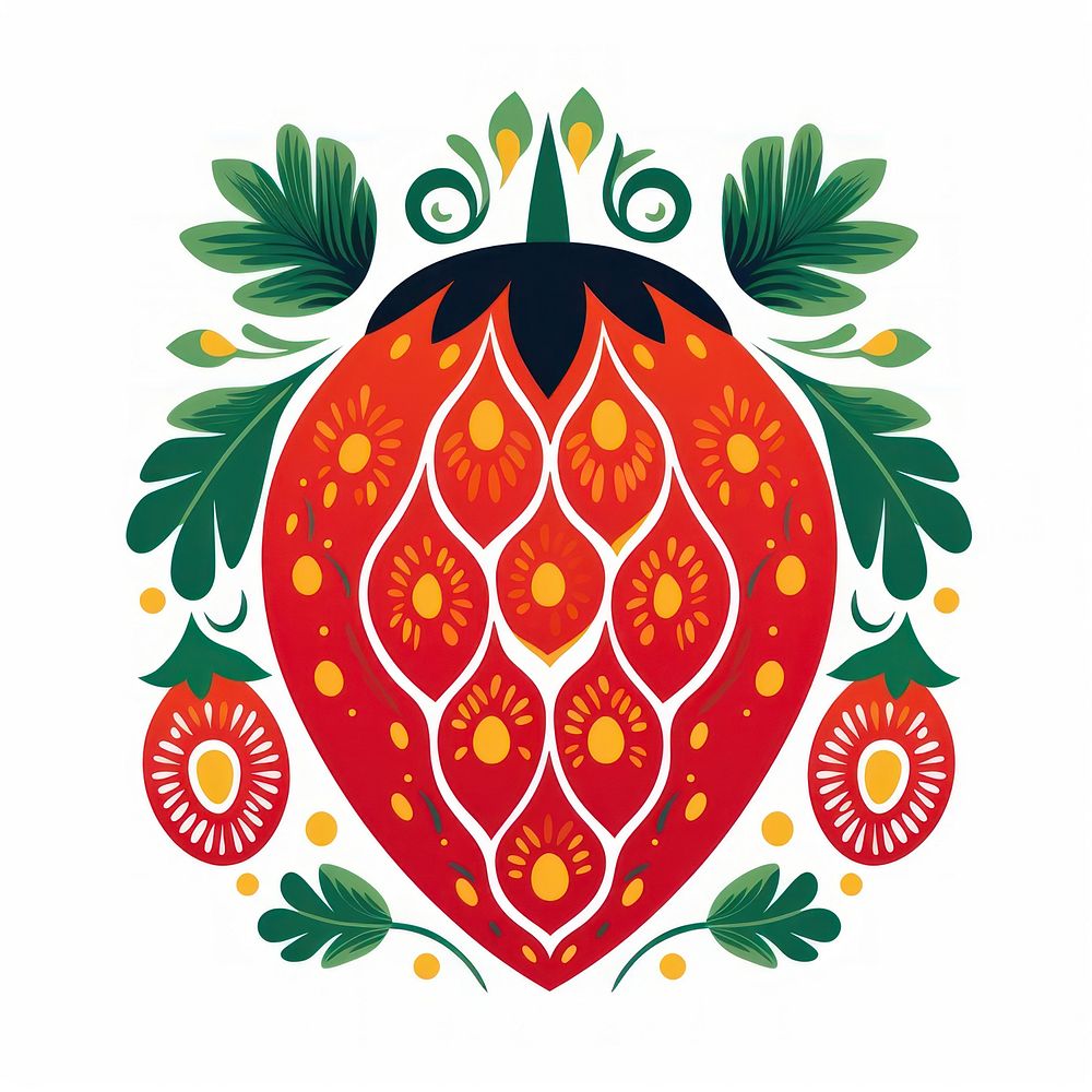 Vector strawberry impressionism art graphics pattern.