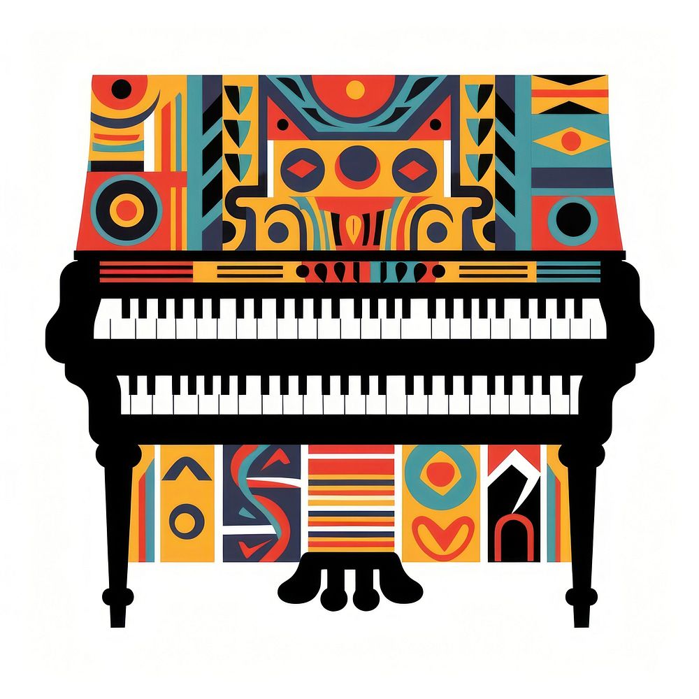 Vector piano impressionism keyboard musical instrument upright piano.