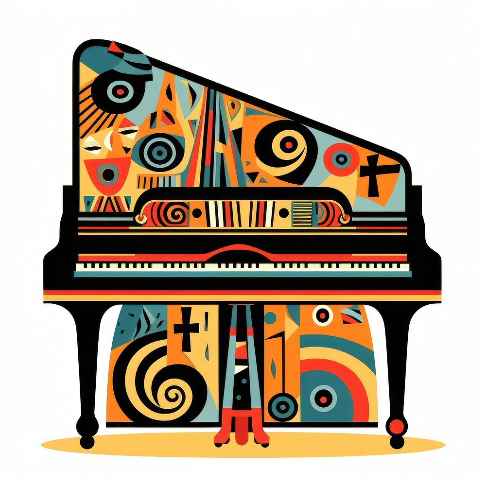 Vector piano impressionism keyboard musical instrument grand piano.