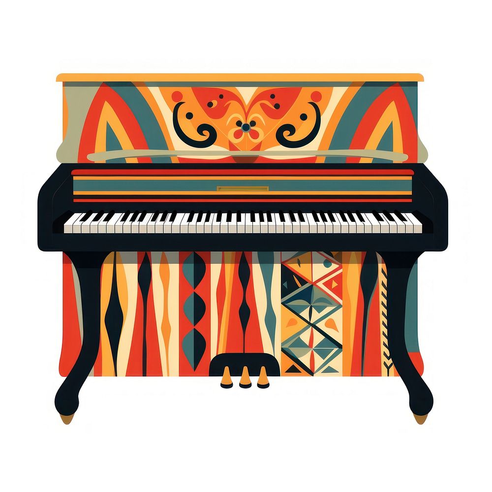 Vector piano impressionism keyboard musical instrument upright piano.