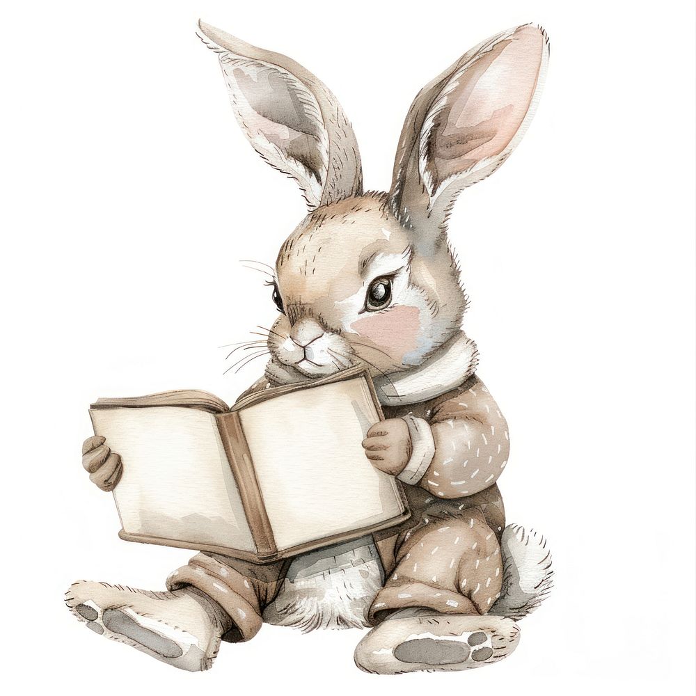 Rabbit reading rabbit publication clothing.