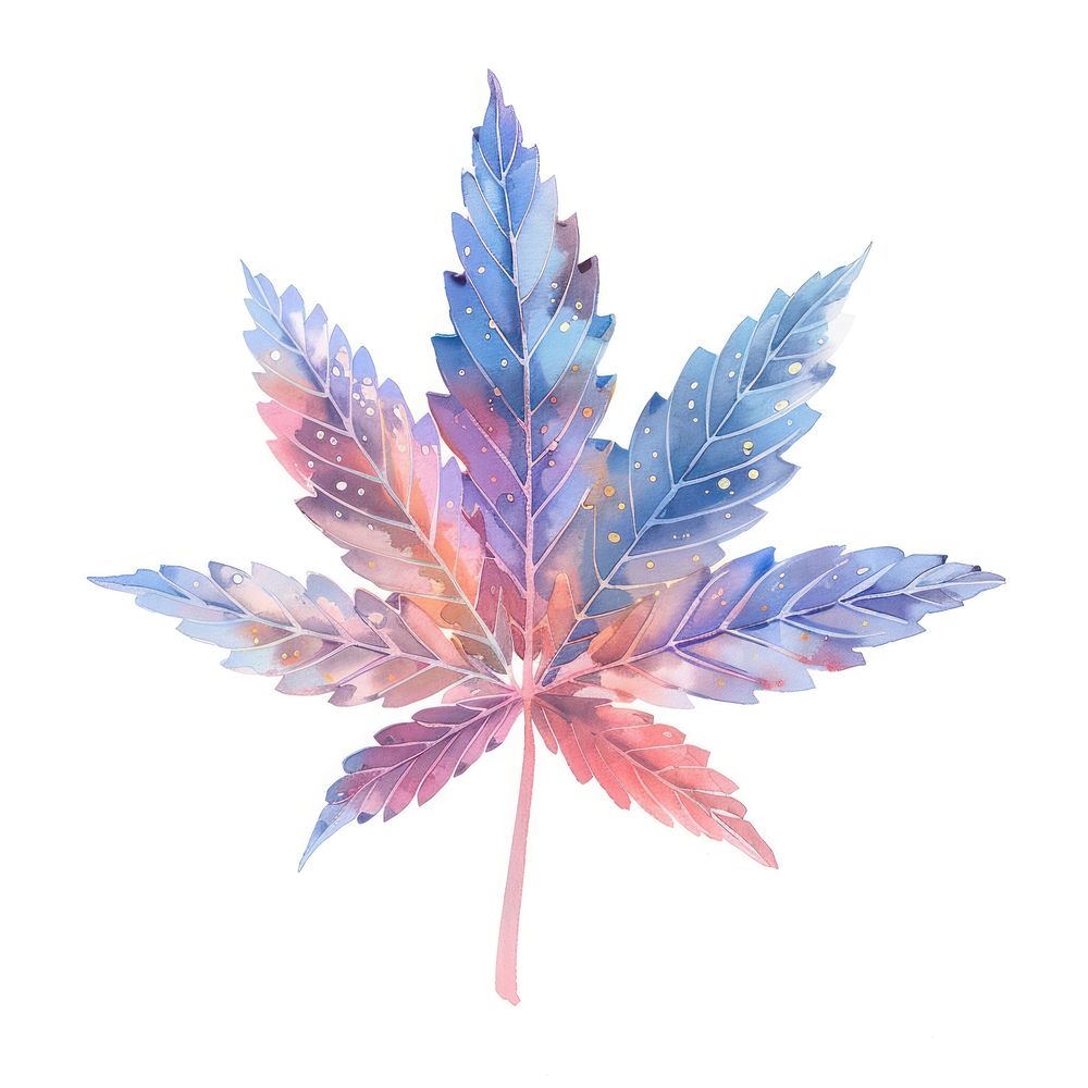Marijuana leaf shaped in Watercolor style chandelier plant tree.