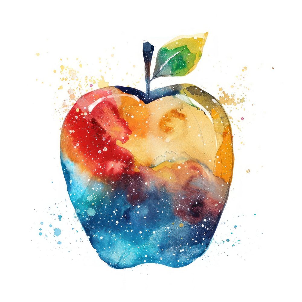 Apple in Watercolor style apple produce fruit.