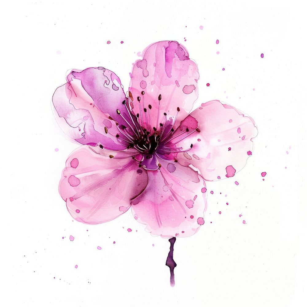 Cherry blossom in Watercolor style cherry blossom anemone flower.