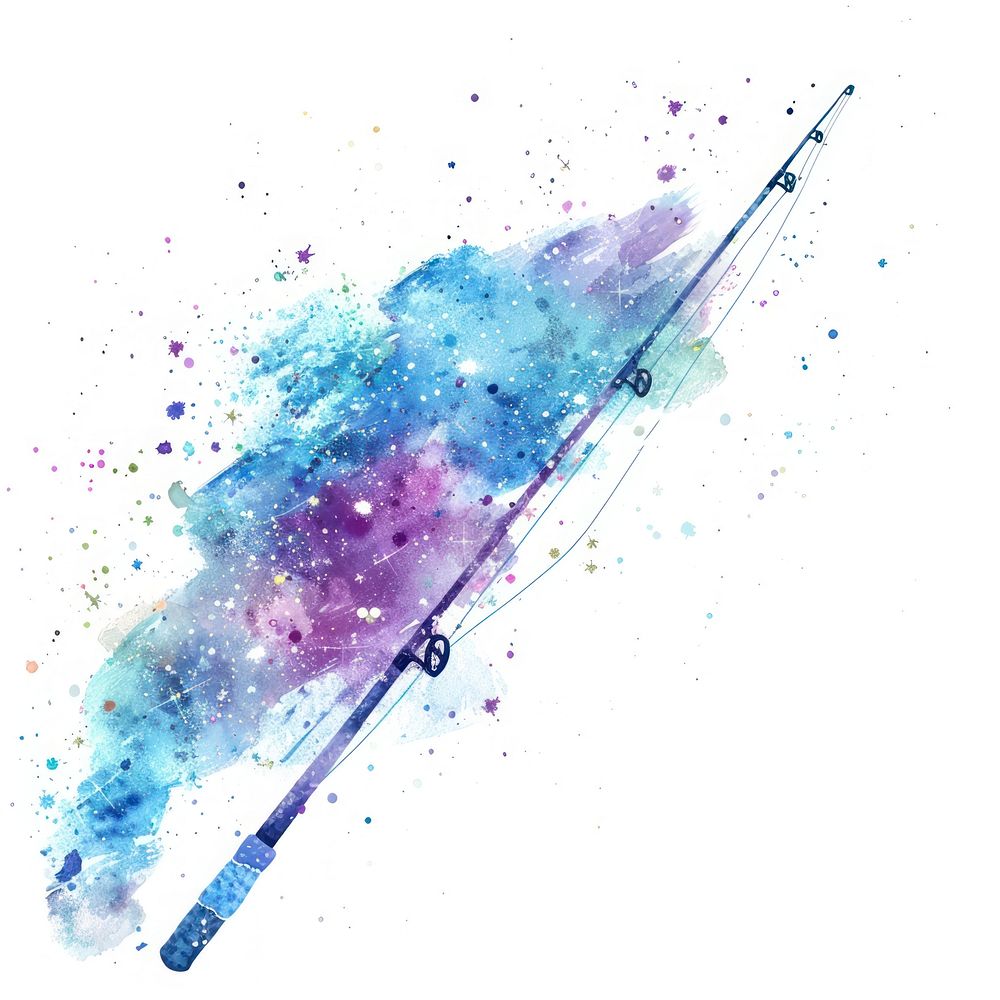 Fishing rod in Watercolor style water transportation recreation.