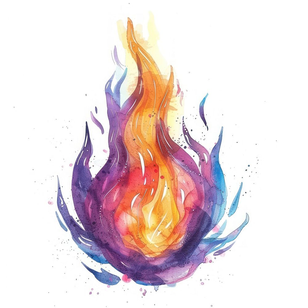 Flame in Watercolor style flame painting graphics.