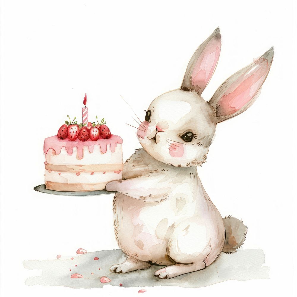 Rabbit Holding Cake cake dessert people.