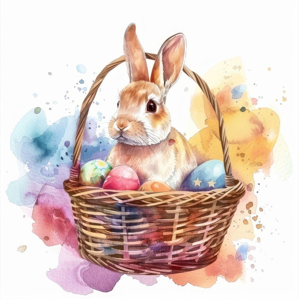 Rabbit in easter basket animal mammal bunny.