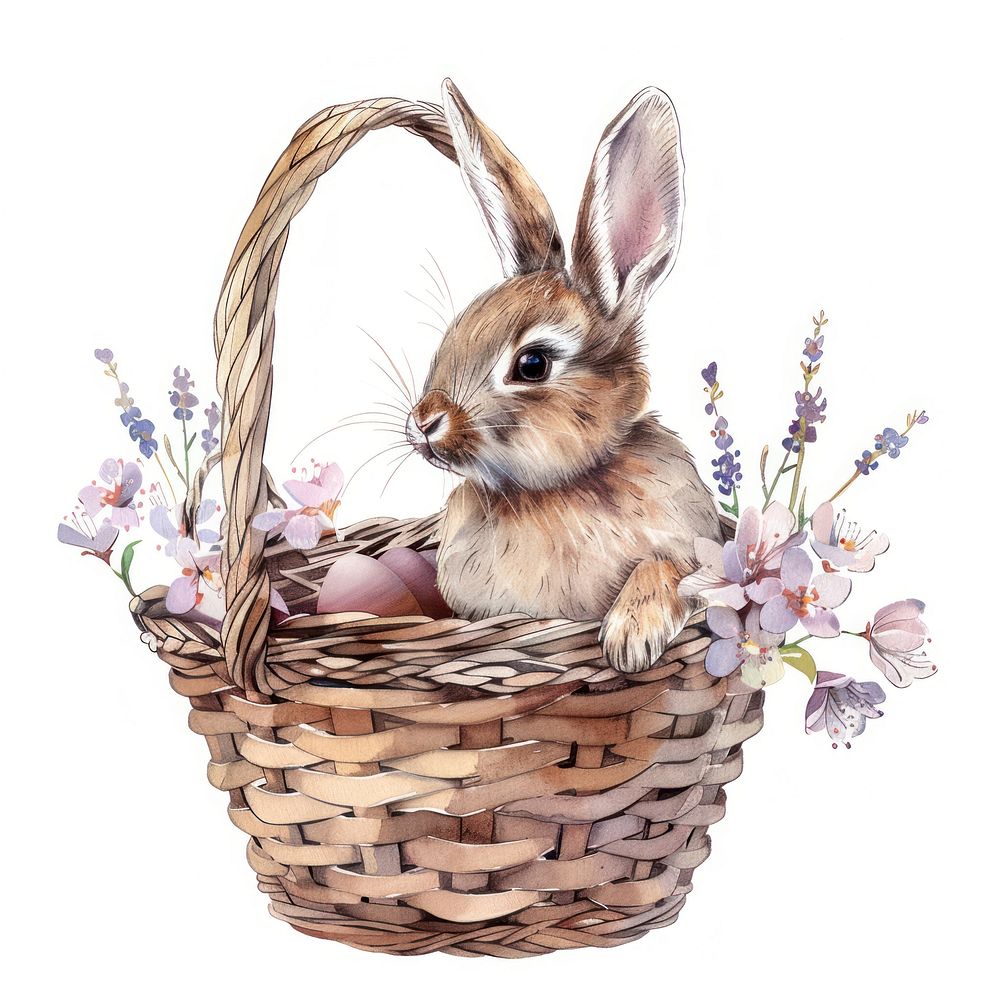 Rabbit in easter basket animal mammal rodent.