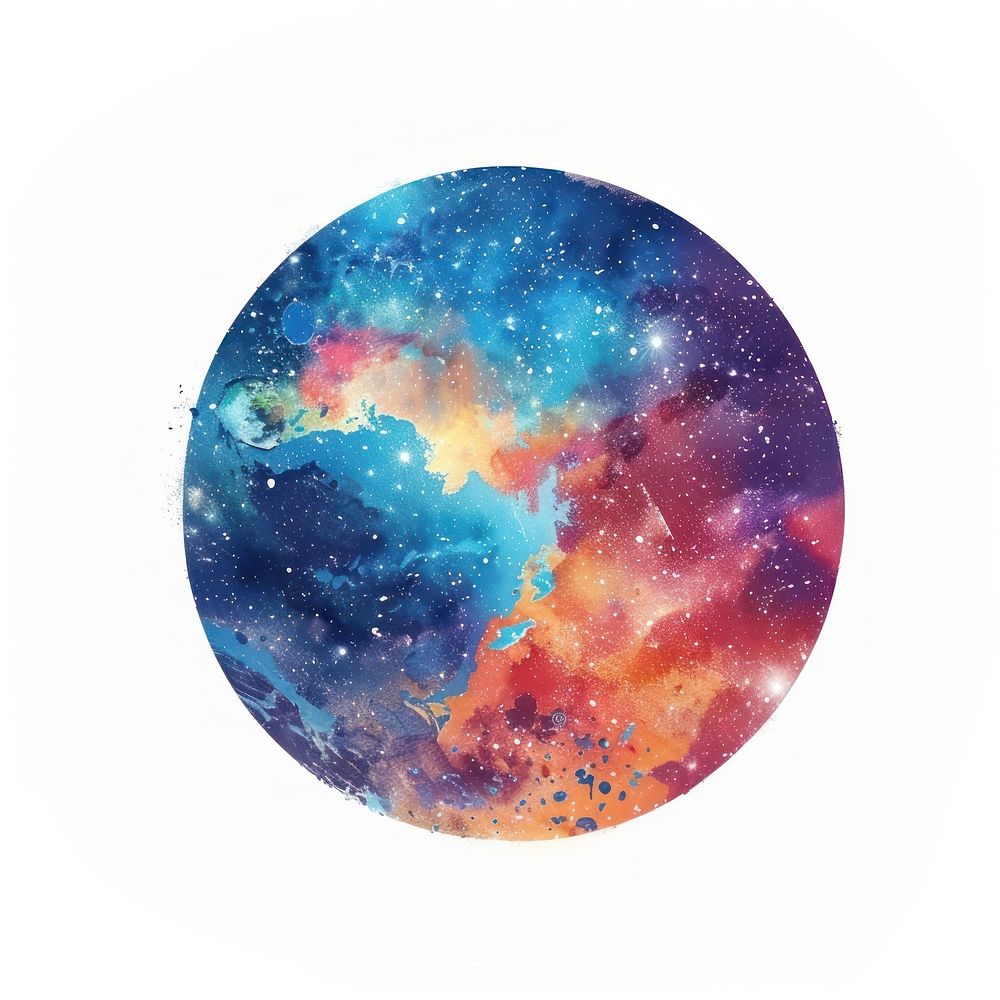 World shaped in Watercolor style astronomy universe planet.