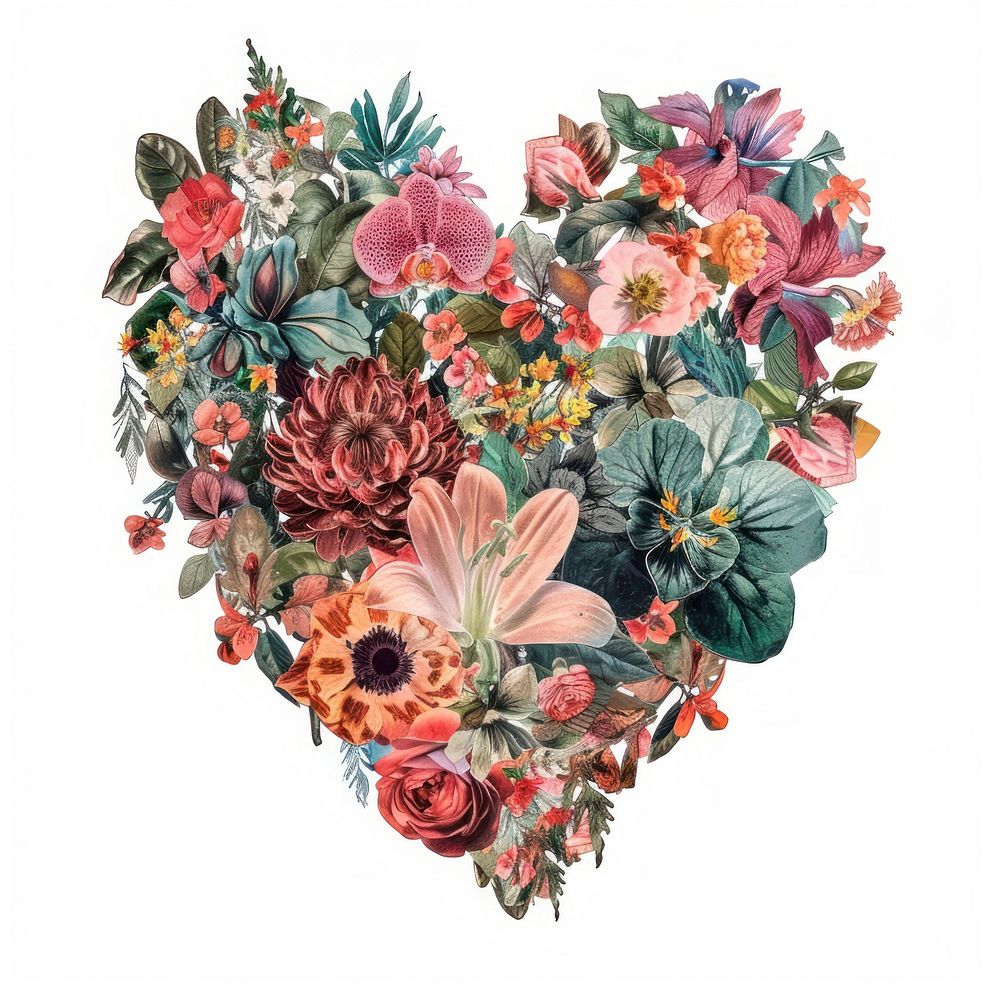 Flower Collage heart shaped pattern flower accessories.
