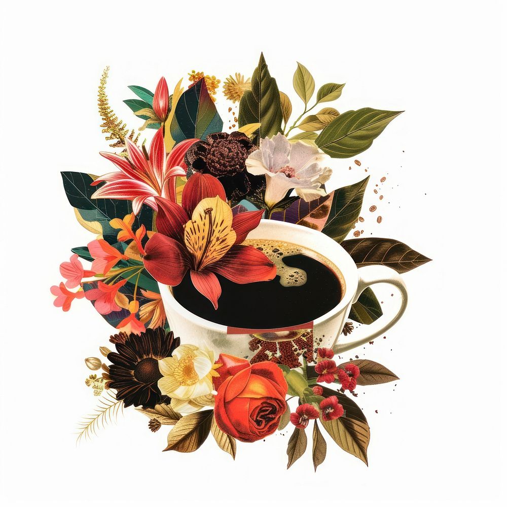 Flower Collage coffee pattern flower graphics.
