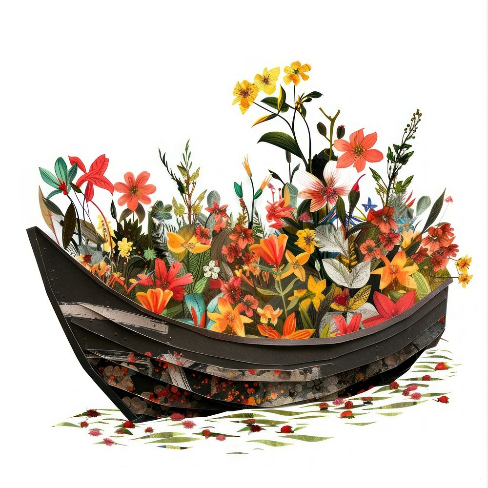 Flower Collage Boat pattern flower graphics.