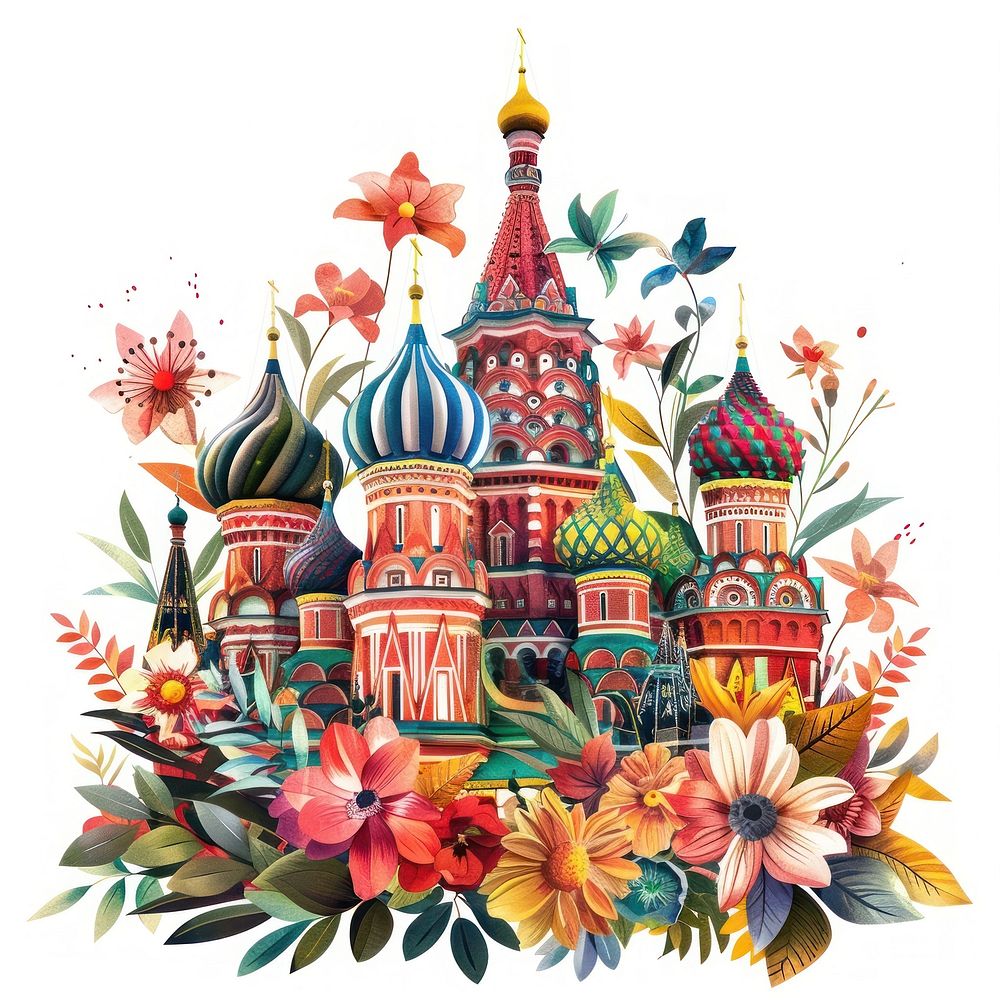 Flower Collage catedral Russia architecture building landmark.