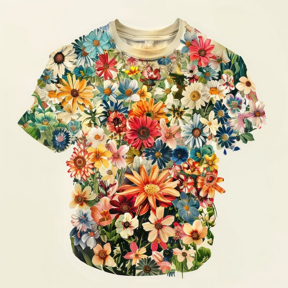 Flower Collage T-shirt shaped pattern t-shirt flower.