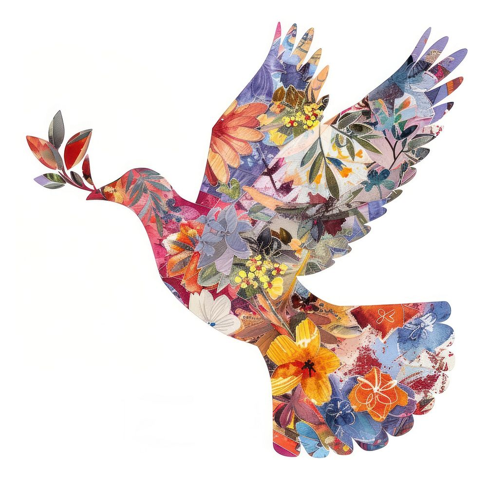 Flower Collage peace symbol pattern handicraft graphics.