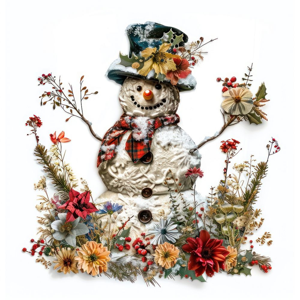 Flower Collage Snowman snowman pattern outdoors.