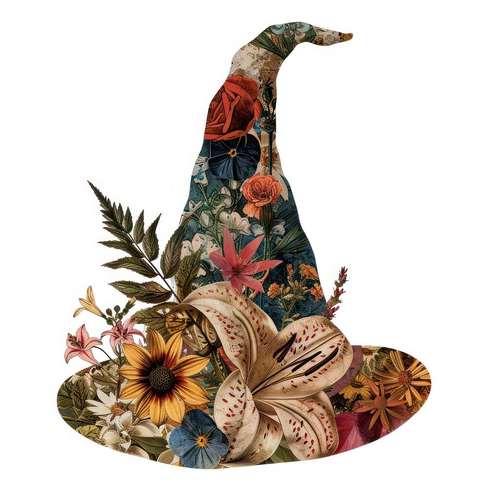 Flower Collage wizard hat flower clothing apparel.