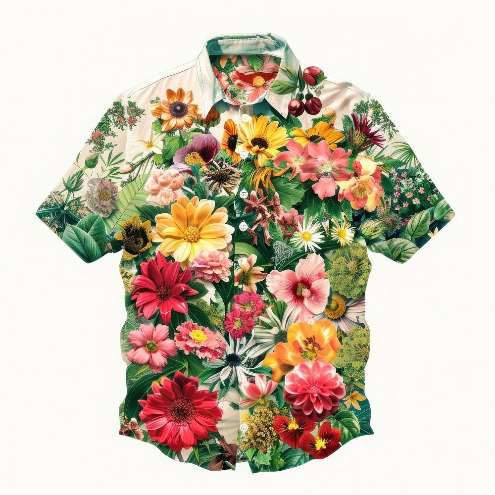 Flower Collage shirt Clothe pattern flower beachwear.