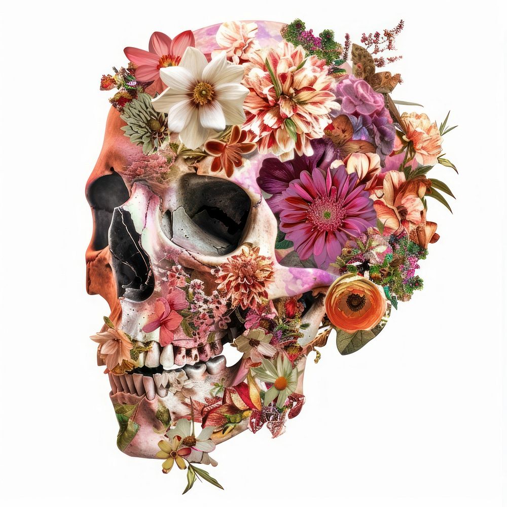 Flower Collage Skull collage pattern flower.
