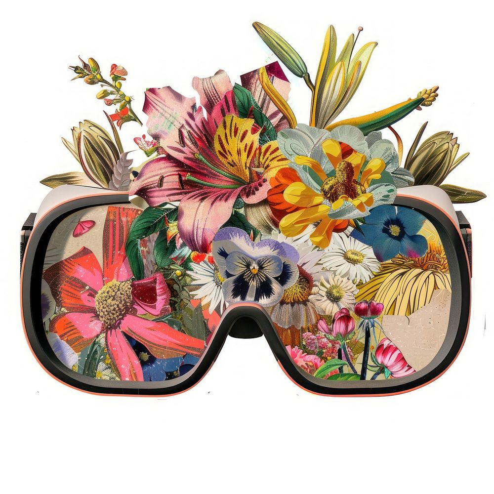 Flower Collage VR glasses pattern flower accessories.