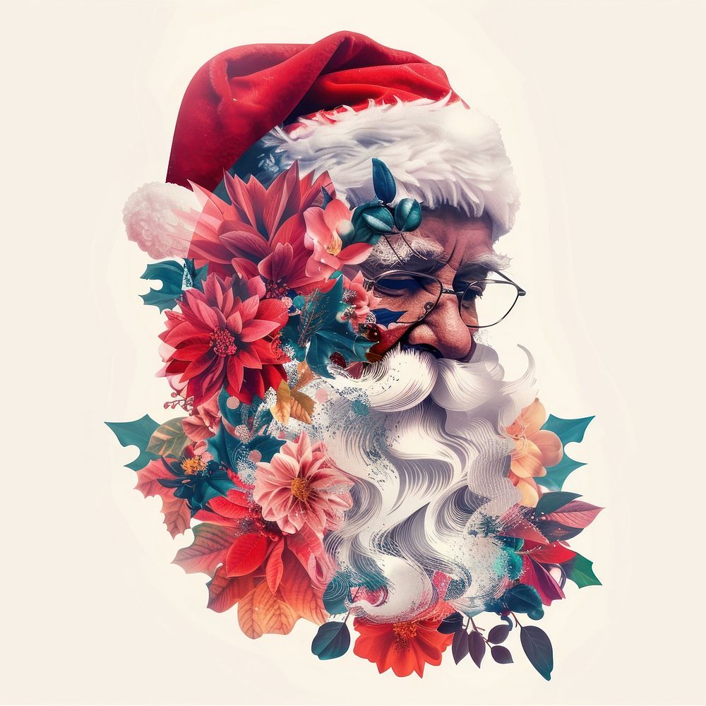 Flower Collage Santa Claus flower photography portrait.