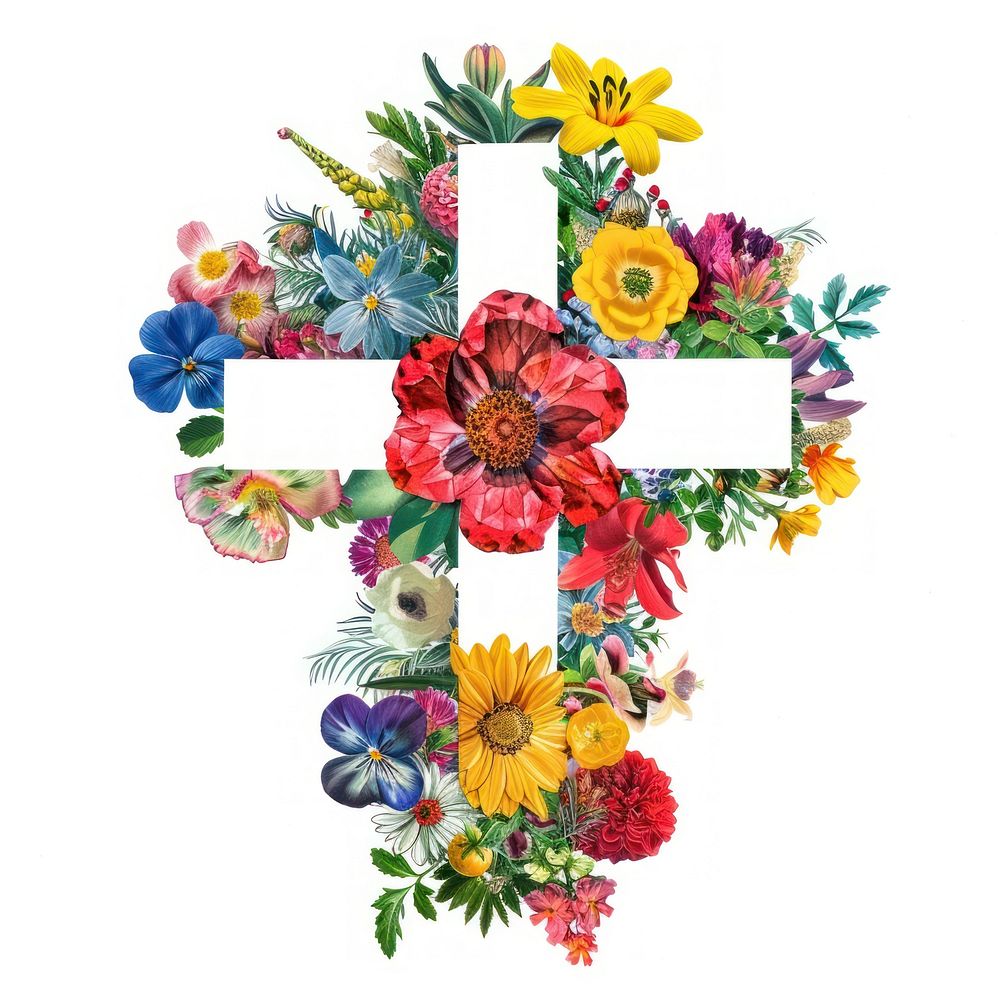Flower Collage cross icon pattern flower graphics.