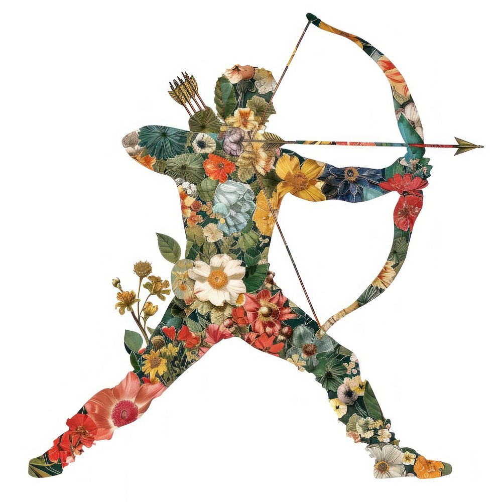Flower Collage Sagittarius Zodiac archer weaponry archery.