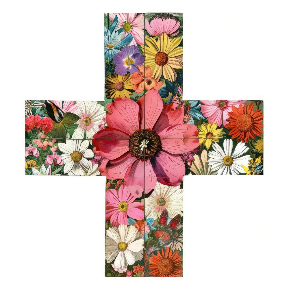 Flower Collage cross sign icon pattern flower asteraceae.