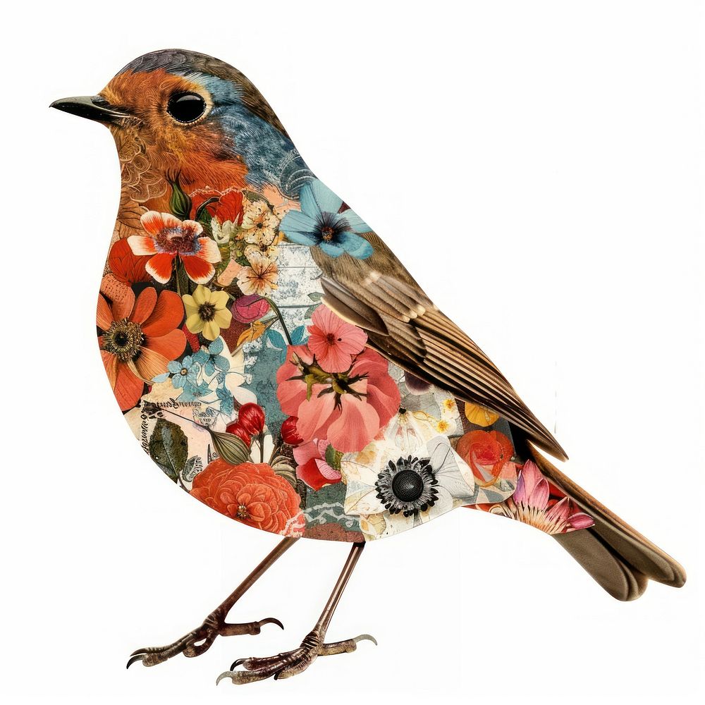 Flower Collage Robin Bird robin bird animal.