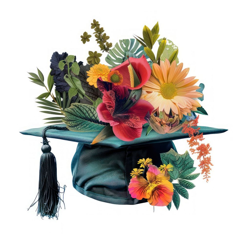 Flower Collage graduation hat pattern flower graphics.