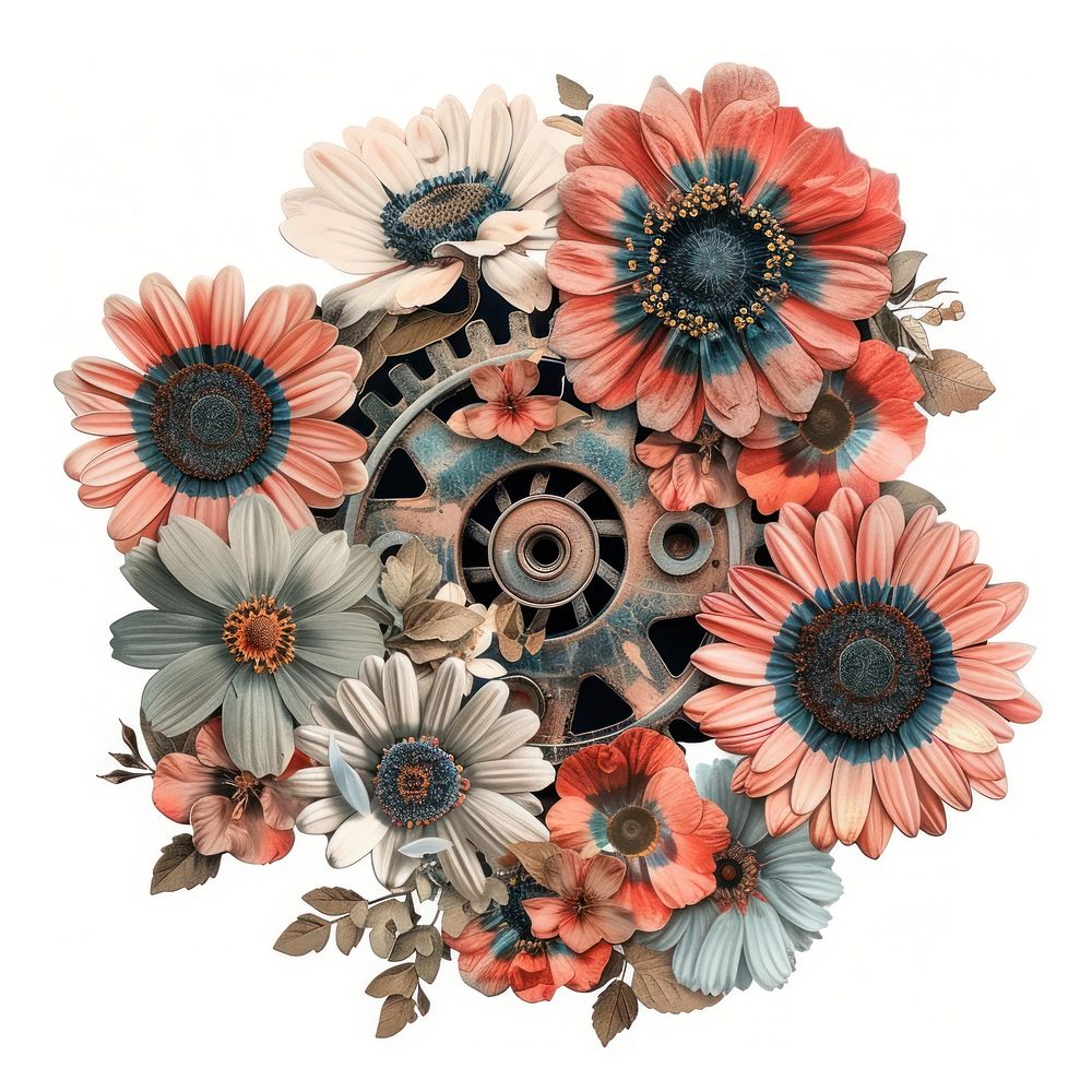 Flower Collage Gear Shaped pattern flower accessories.