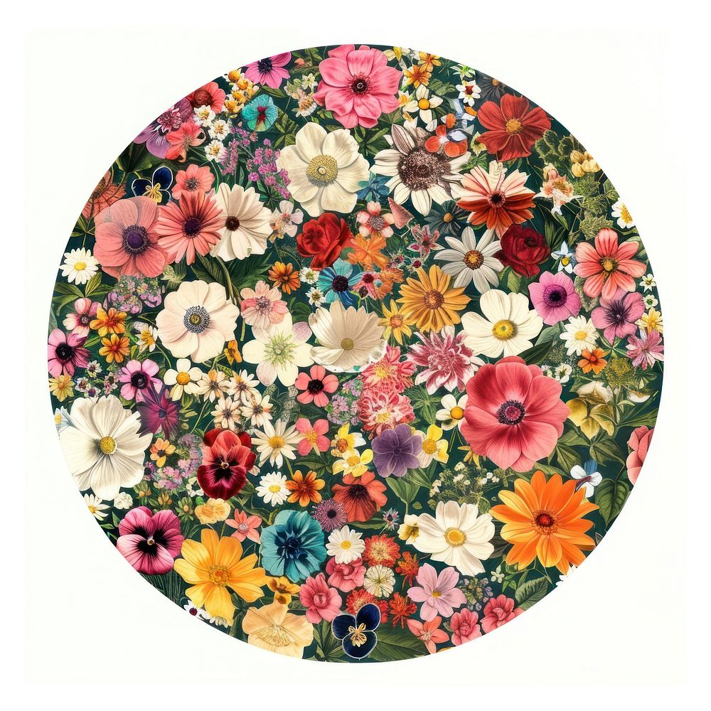 Flower Collage circle shaped pattern flower asteraceae.