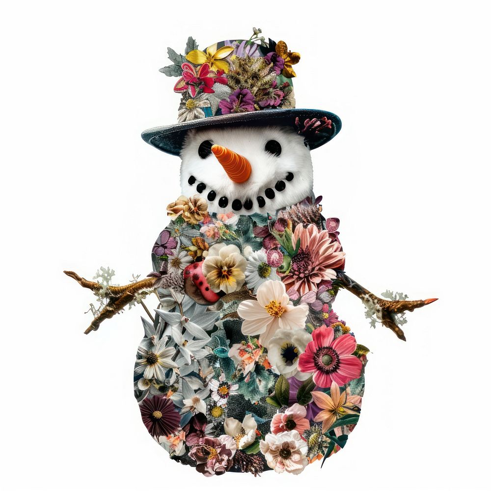 Flower Collage Snowman snowman outdoors nature.