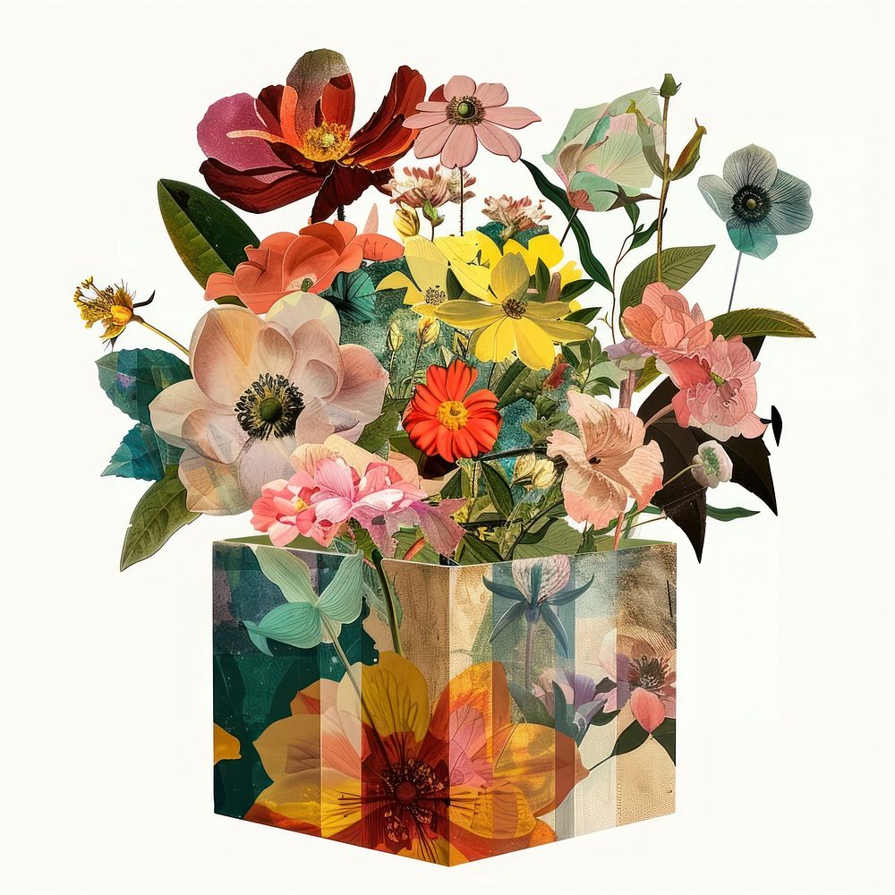 Flower Collage gift box pattern flower graphics.