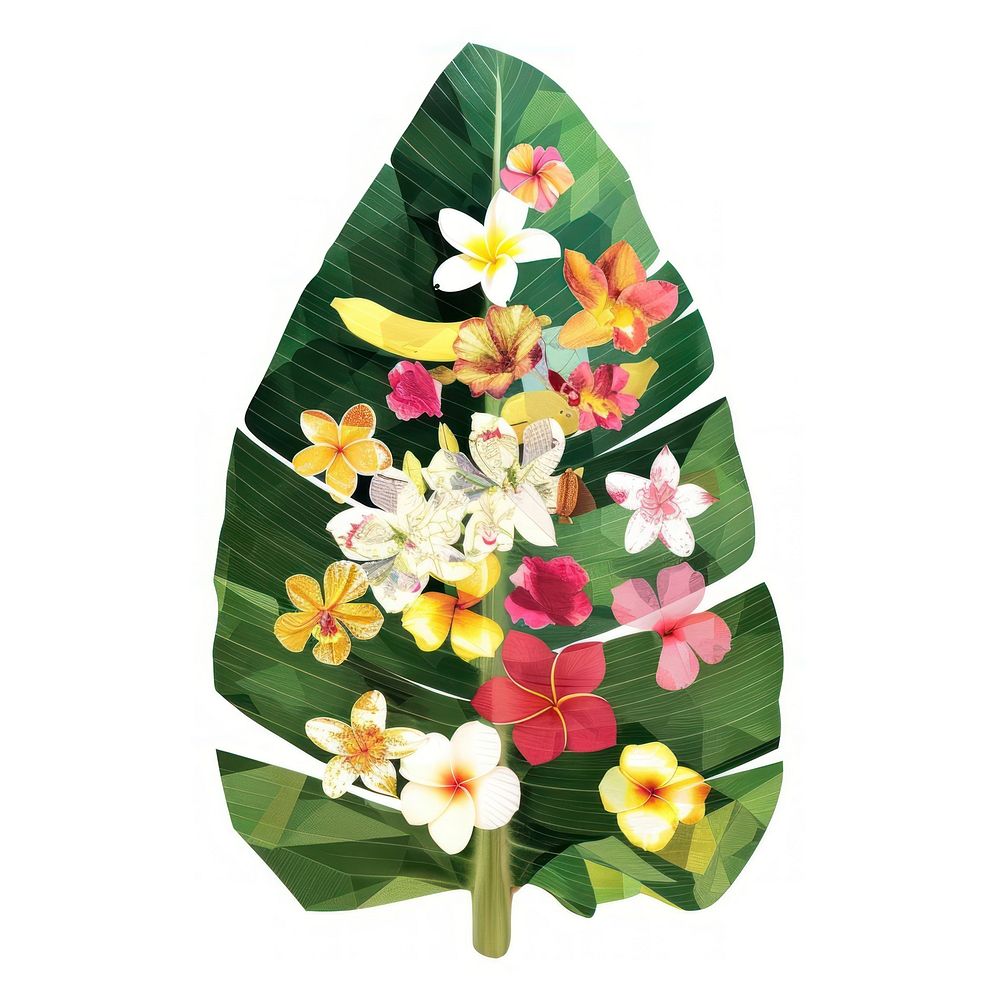 Flower Collage Banana leaf krathong pattern flower graphics.