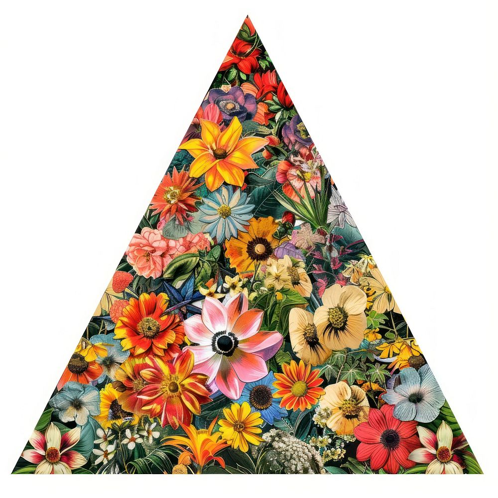Flower Collage triangle shaped pattern flower clothing.
