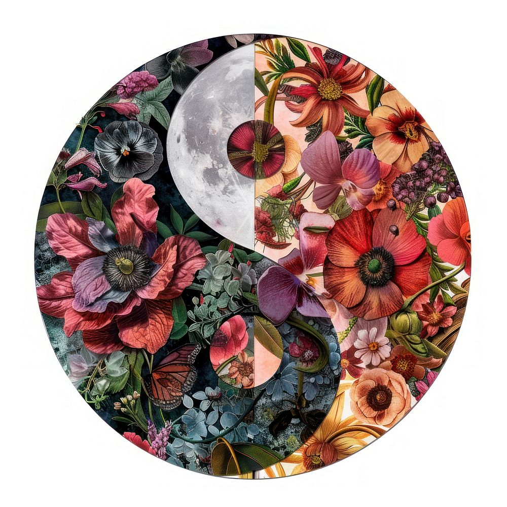 Flower Collage Yin yang icon collage pattern flower.