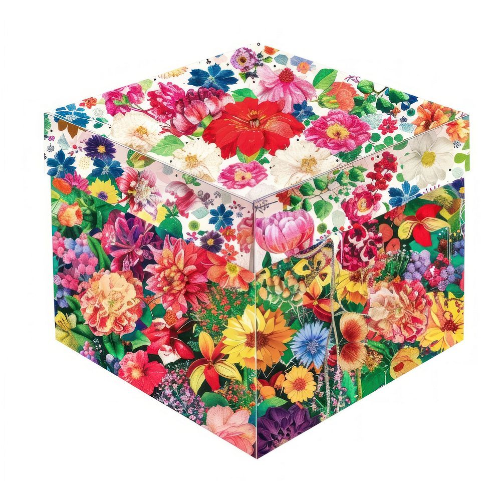 Flower Collage gift box pattern flower graphics.