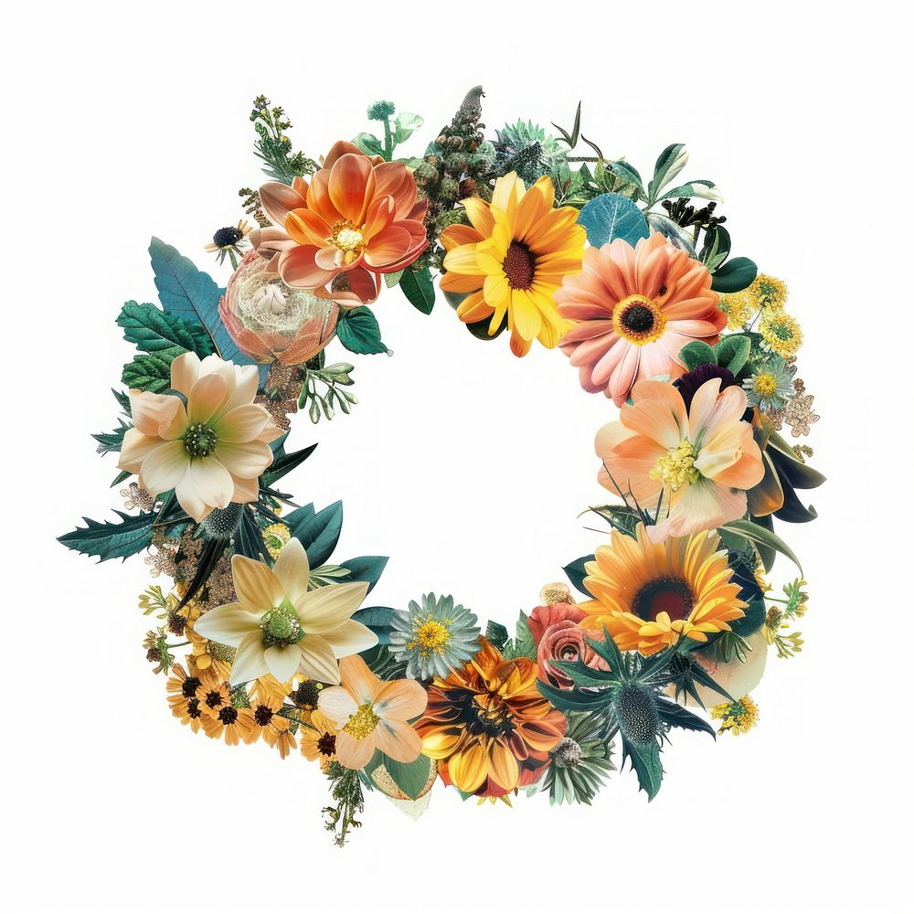 Flower Collage wedding ring flower blossom wreath.