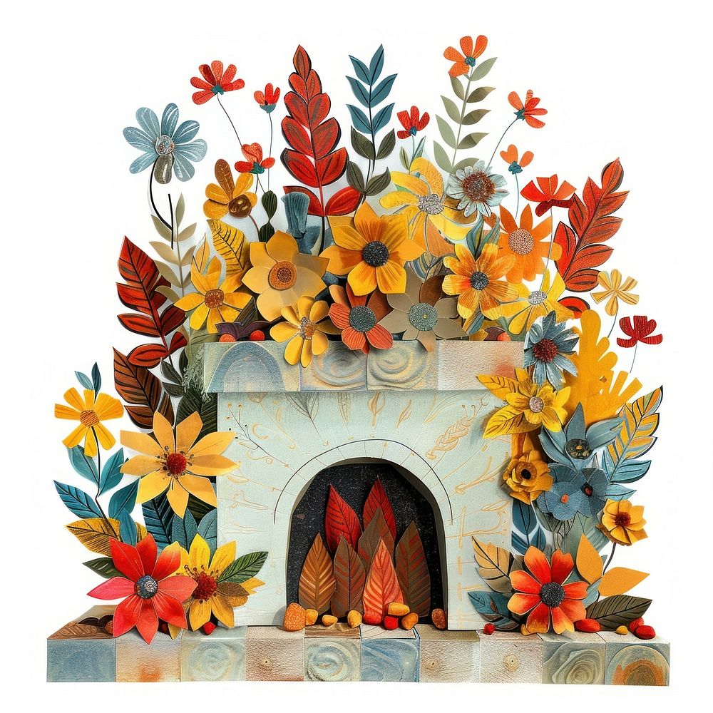 Flower Collage fireplace pattern flower architecture.
