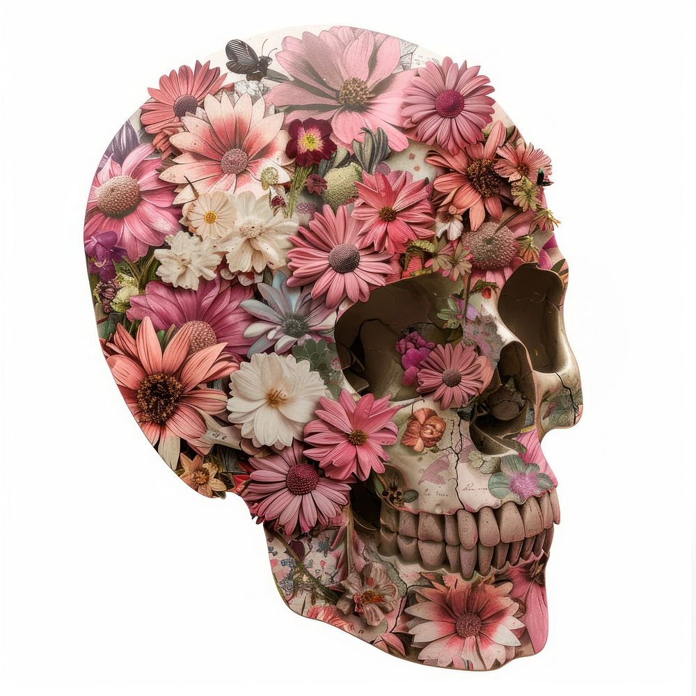 Flower Collage Skull flower asteraceae clothing.