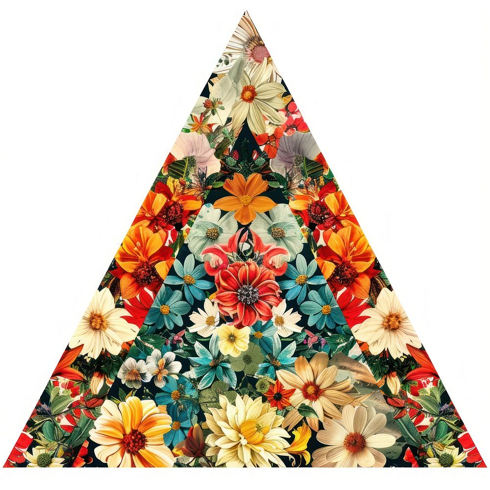 Flower Collage triangle shaped clothing apparel hat.