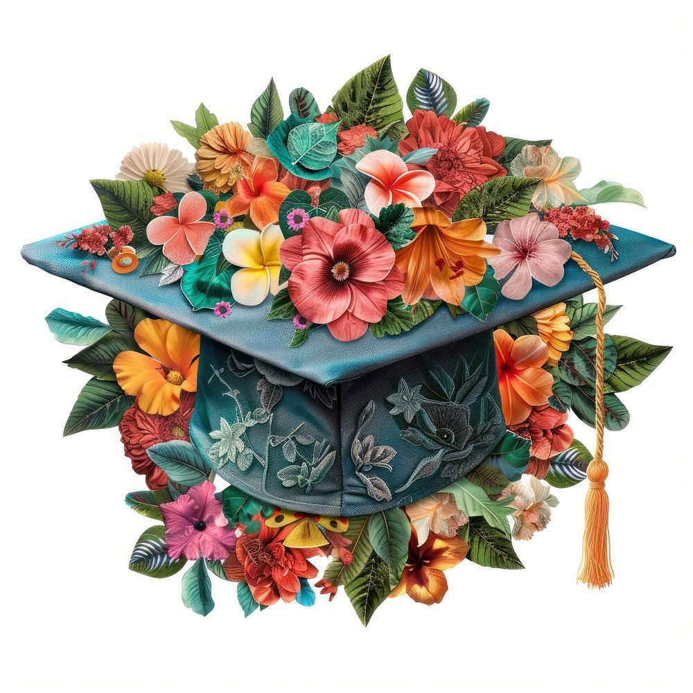 Flower Collage graduation hat pattern flower handicraft.