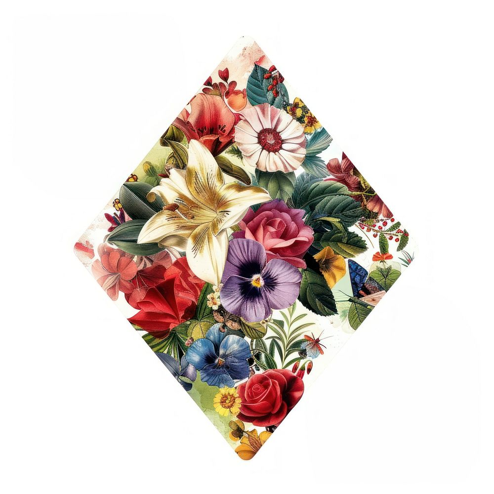 Flower Collage Square Diamonds shaped pattern collage flower.