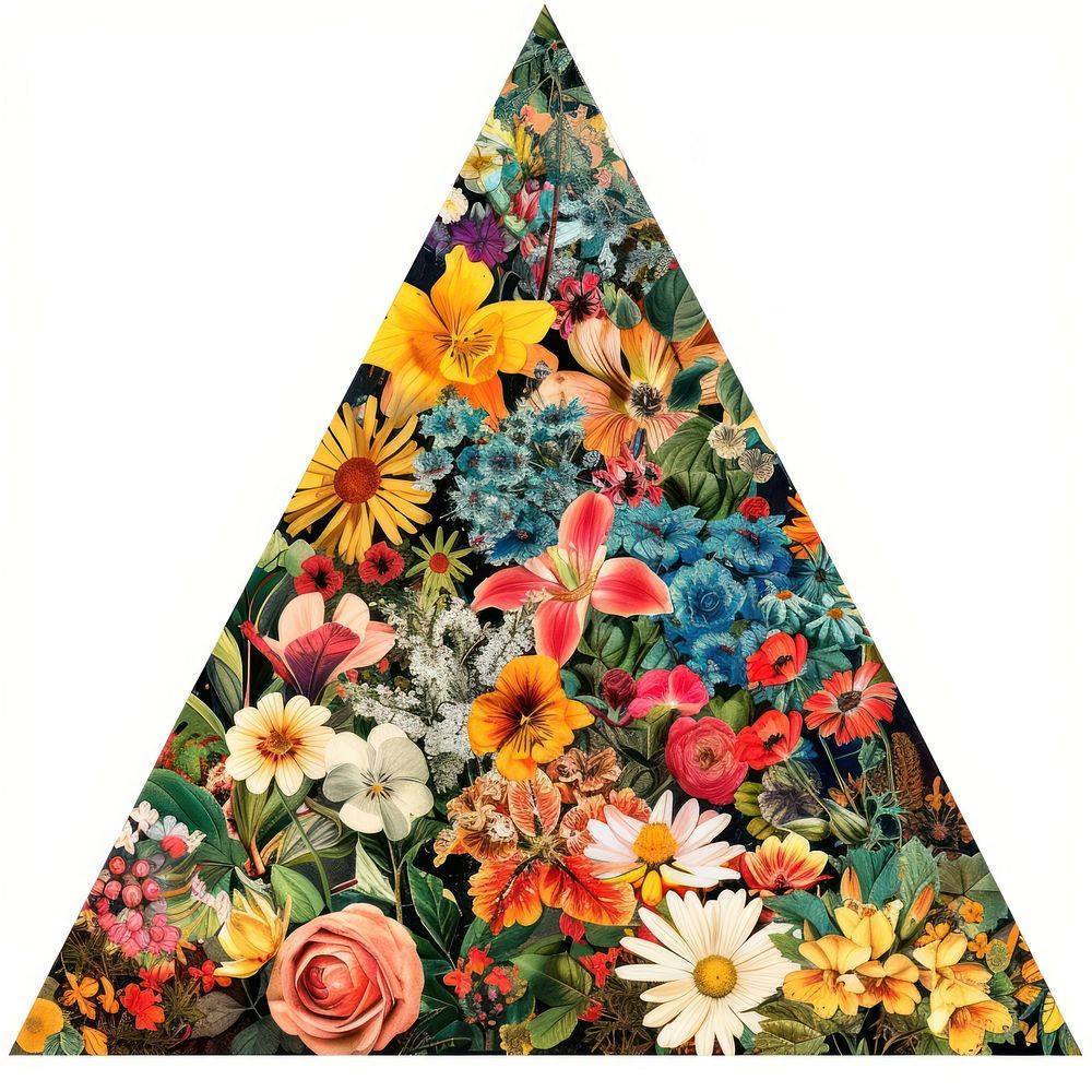 Flower Collage triangle shaped flower clothing apparel.
