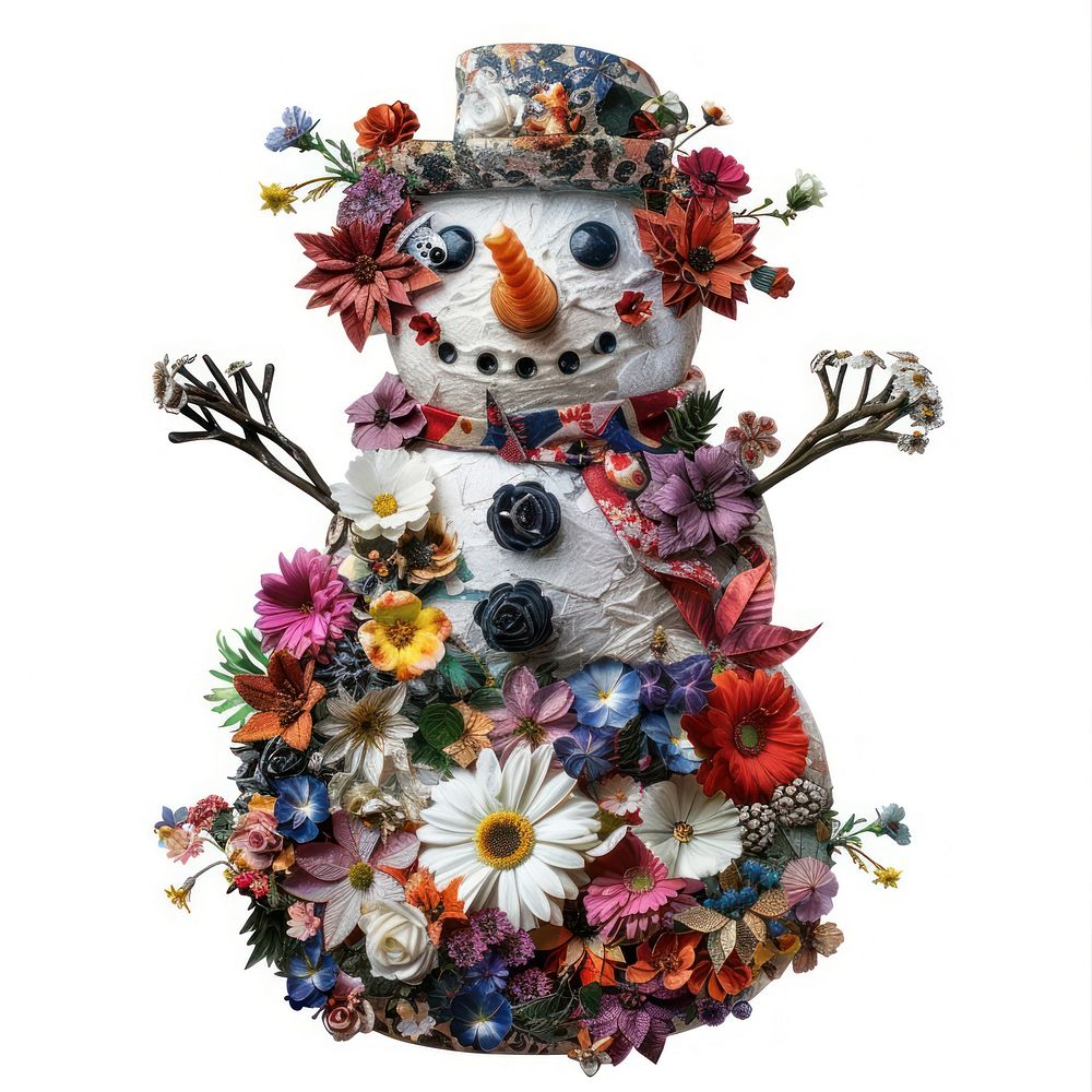 Flower Collage Snowman snowman flower outdoors.